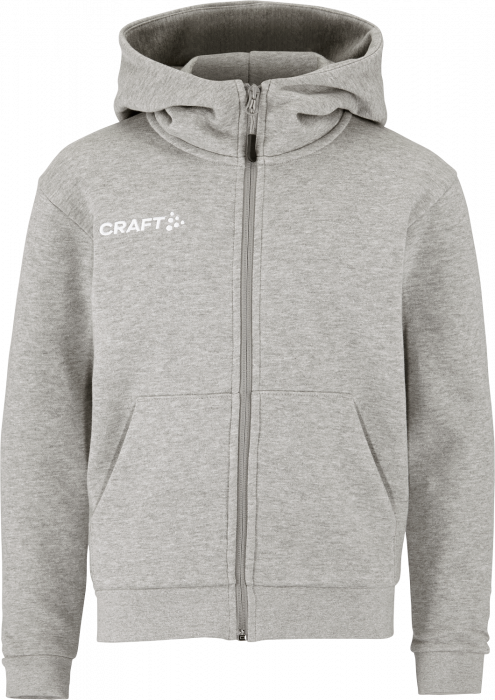 Craft - Community 2.0 Logo Fz Hoodie Jr - Grå Melange DK